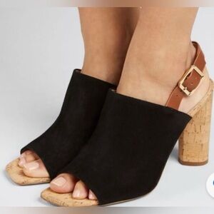 Veronica Beard Bodhi Sandal Black Suede Block Heel Sandals Sz 9.5